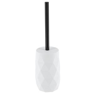 WC/toiletborstel in houder Diamond - wit - kunststof - 8 x 34 cm