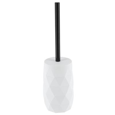WC/toiletborstel in houder Diamond - wit - kunststof - 8 x 34 cm
