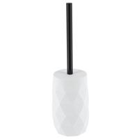 WC/toiletborstel in houder Diamond - wit - kunststof - 8 x 34 cm