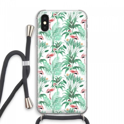 Flamingo bladeren: iPhone XS Max Transparant Hoesje met koord