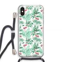 Flamingo bladeren: iPhone XS Max Transparant Hoesje met koord