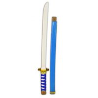 Plastic blauw/goud ninja/ samurai zwaard 60 cm   - - thumbnail