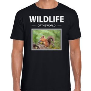 Eekhoorn t-shirt met dieren foto wildlife of the world zwart voor heren