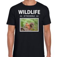Eekhoorn t-shirt met dieren foto wildlife of the world zwart voor heren - thumbnail