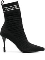 Balmain bottines 100 mm en maille intarsia - Noir - thumbnail