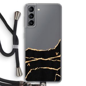 Gouden marmer: Samsung Galaxy S21 Transparant Hoesje met koord