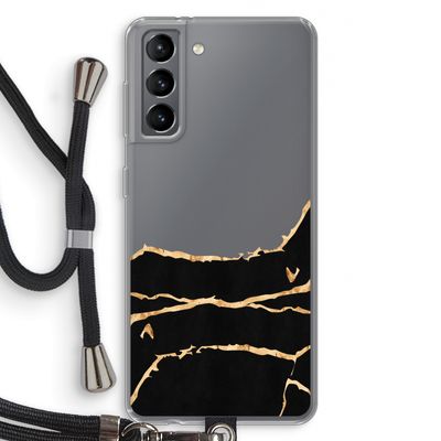 Gouden marmer: Samsung Galaxy S21 Transparant Hoesje met koord