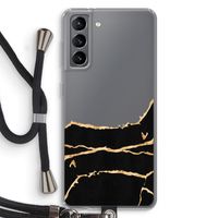 Gouden marmer: Samsung Galaxy S21 Transparant Hoesje met koord