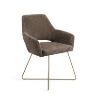 Jesper Home Eetkamerstoel 'Yanai' Cross Gold, kleur Checked Chestnut