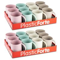 PlasticForte Bekers - 24x stuks - kunststof - gekleurd - 350 ml - onbreekbare mokken