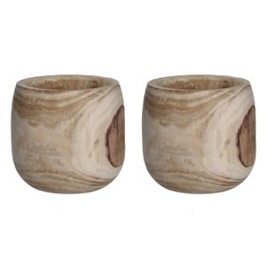 2x Ronde houten plantenpotten/bloempotten 24 cm
