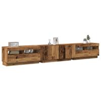Tv-meubel met LED 260x35x40 cm bewerkt hout oud hout