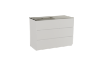 Storke Edge staand badmeubel 110 x 52 cm mat wit met Diva asymmetrisch linkse wastafel in top solid zijdegrijs