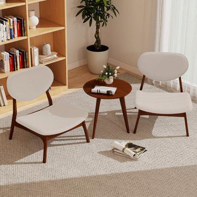 3-delige Fauteuil met Bijzettafel Geïmpregneerde Loungestoel set Kleine Tafel met 2 Stoelen Beige