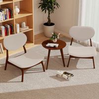 3-delige Fauteuil met Bijzettafel Geïmpregneerde Loungestoel set Kleine Tafel met 2 Stoelen Beige