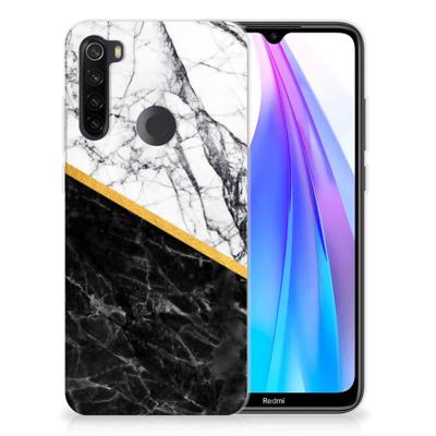 Xiaomi Redmi Note 8T | TPU | Siliconen hoesje | Marmer Wit Zwart - Origineel Cadeau Man