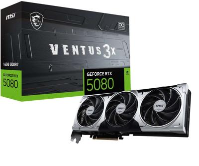 MSI VENTUS GEFORCE RTX 5080 16G 3X OC PLUS videokaart NVIDIA 16 GB GDDR7