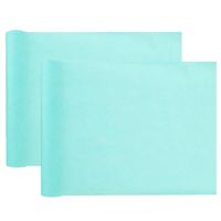 Santex Tafelloper op rol - 2x - polyester - azuurblauw - 30 cm x 10 m - Feesttafelkleden - thumbnail