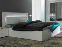 Tweepersoonsbed PANAMA 180x200 cm wit/hoogglans wit