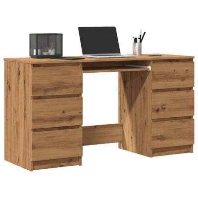 Bureau 140x50x77 cm bewerkt hout artisanaal eikenkleur