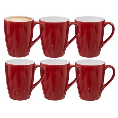 5Five Koffiemokken Colorama - 12x stuks - Keramiek - rood - 380 ml - 9 x 11 cm