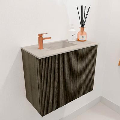 Toiletmeubel Mondiaz Joya Dlux | 50 cm | Meubelkleur Shadow | Faye wastafel Opalo Wasbak Links | 1 kraangat