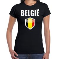 Belgie landen supporters t-shirt - zwart - dames - fan kleding - korte mouwen
