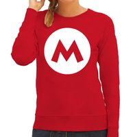Italiaanse Mario loodgieter verkleed sweater / trui rood voor dames 2XL  - - thumbnail