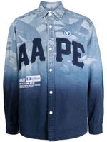 AAPE BY *A BATHING APE® chemise en coton à patch logo - Bleu