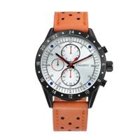 CAGARNY 6828 modieuze multifunctionele stijl Quartz horloge met leder Band & GMT tijd & kalender & goed verlicht Display voor mannen Sport (witte vens