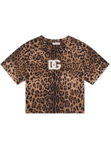 Dolce & Gabbana Kids t-shirt en coton à imprimé léopard - Marron