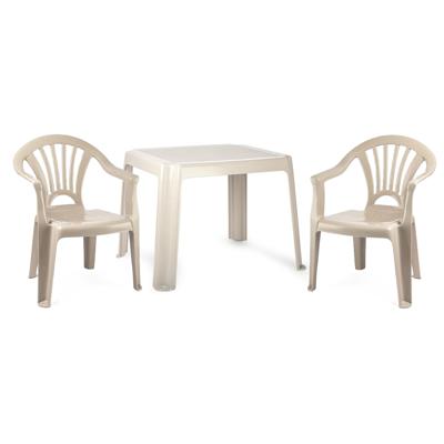 Tuinstoelen en tafel set voor kinderen - kunststof - beige - met 2x stoelen - buiten/binnen