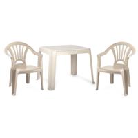 Tuinstoelen en tafel set voor kinderen - kunststof - beige - met 2x stoelen - buiten/binnen