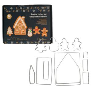 Kerst thema koekvormpjes - 12x st - gingerbread house - uitsteekvormpjes