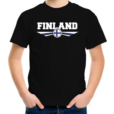 Finland landen supporters t-shirt - zwart - kinderen - Fan kleding - EK / WK / Olympische spelen