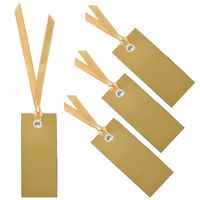 Cadeaulabels met lintje - set 120x stuks - goud - 3 x 7 cm - naam tags - thumbnail