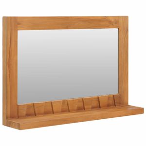VidaXL Wandspiegel met schap 60x12x40 cm massief teakhout