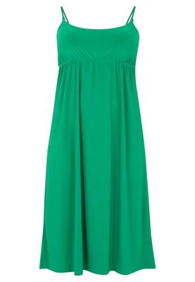 Yoek Dress spaghetti elastic waist | Groen | Maat 58/60