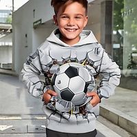 Jongens 3D Voetbal Trui met capuchon Pullover Lange mouw 3D-afdrukken Herfst Winter Modieus Streetwear Stoer Polyester Kinderen 3-12 jaar Buiten Casual Dagelijks Normale pasvorm Lightinthebox