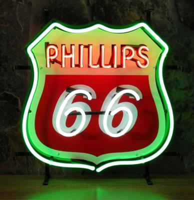 Phillips 66 Neon Verlichting 48 x 50 cm - Groen, Rood, Wit