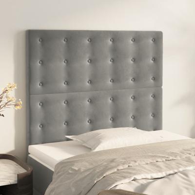 Hoofdborden 2 st 80x5x78/88 cm fluweel lichtgrijs