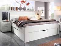 Bed SCARLETT 160x200 cm wit met drie lades met hoofeinde met led