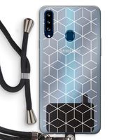Zwart-witte kubussen: Samsung Galaxy A20s Transparant Hoesje met koord