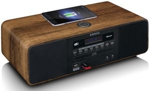 Stereo DAB+/ FM radio, CD, 2 USB, Bluetooth®, QI en afstandsbedienung Lenco Hout