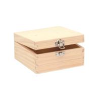 Glorex hobby houten kistje met sluiting en deksel - 13 x 13 x 7 cm - Sieraden/spulletjes/sleutels   - - thumbnail