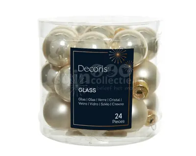 Kerstballen Glas Ø2,5cm Parel 24st