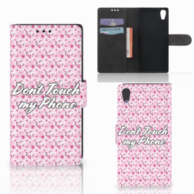 Sony Xperia XA1 Portemonnee Hoesje Flowers Pink DTMP Sony Xperia XA1 Portemonnee Hoesje Flowers Pink DTMP