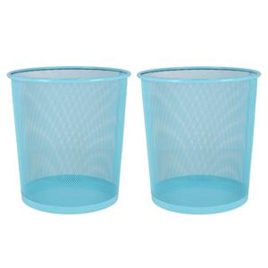 2x stuks kantoor prullenbakken/papiermanden 12 liter blauw