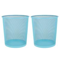 2x stuks kantoor prullenbakken/papiermanden 12 liter blauw - thumbnail