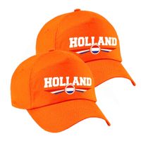 2x stuks nederland / Holland landen pet / baseball cap oranje voor kinderen - Verkleedhoofddeksels - thumbnail